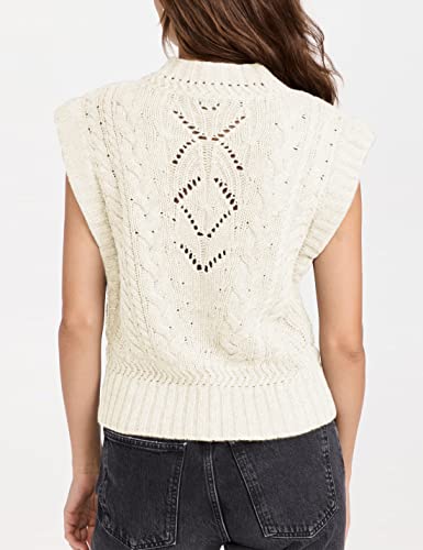 Image of Himosyber Women's Solid Sleeveless Vest Elegant High Neck Stretchable Cap Sleeve Knit Sweater Tops