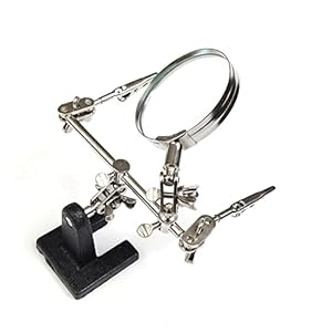 JZK Derde hand met 8 keer solderen vergrootglas en krokodillenklem, helpende hand voor reparatie sieraden handwerk hobby