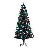 vidaXL 5 ft Artificial Christmas Tree - Green with Fiber Optic/LED Lighting, Suitable for...
