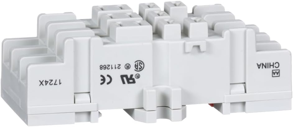 Schneider Electric Square D Relay Socket for Plug in Relay Harmony 8501N, Type N, 11 Tubular Pins, Single Tier Screw Clamp Terminals, DIN Rail/Panel Mount, 15A 300V AC