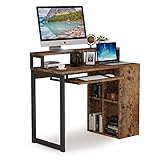 Tribesigns Computer Schreibtisch Schreibtisch PC Notebook Laptop Lerntisch Schreibtisch Schreibtisch Workstation mit Eisenrohrrahmen und 4-Würfel Bücherregal für Home Office