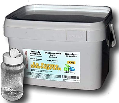 La Ferme Sauvegrain Diatomaceous earth for Bedbugs, Ants, Cockroaches and Spiders – a natural treatment - 2kg + free shaker flask
