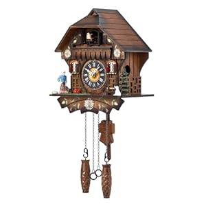 Kintrot Cuckoo Clock Traditional Black Forest Handcrafted Wooden Quartz Wall Clock with 12 Melodies