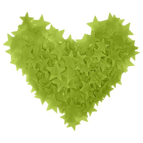 Estrellas de techo que brillan en la oscuridad - 100 piezas de pegatinas de pared de resina fluorescente | Decoración fluorescente del cielo estrellado, etiqueta de la pared 3D pegatinas brillantes pa