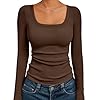 AUTOMET Womens Long Sleeve Shirts Square Neck Tops Ribbed Knit Basic Teen Girls Crop Tops Fall Outfits Fashion Clothes 2025