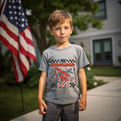Image of Fourth of July Boys Shirts All American Boy Toddler Tees Girls Patriotic Tops Outfit 4T