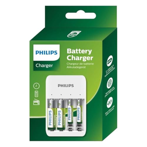 Philips Cargador de Pilas - USB - Pilas Recargables - Incluye Pil...