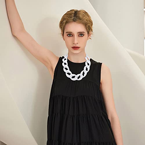 Firstmeet Chunky Acrylic Necklace Smooth Chain Link Cool Statement Choker Cuban Style Jewelry Gift for Women3