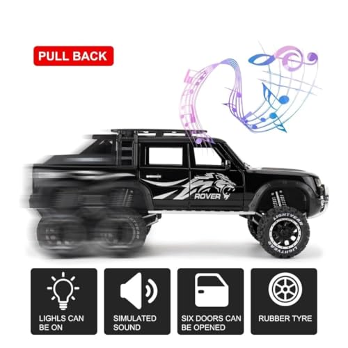 Image of Scale Exclusive Alloy Metal Pull Back | Die-cast Car Model with Sound Light Mini Auto Toy for Kids Metal Model Toy Car with Sound and Light (1:24 Scale def 6x6 -Black)