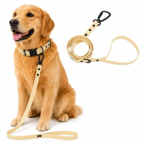 Image of Adil's Biothane Waterproof Dog Collar, Dog Leash & Collar Leash Combo | Heavy Duty TPU Coated Webbing | Adjustable Quick Release Buckle | Odour Resistant (Lemon Green, M-18, Leash Only)