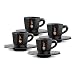 Bialetti Octagonal Cups, Set of 4, Matte Black and Rose Gold, 75 ml, Not Dishwasher Safe