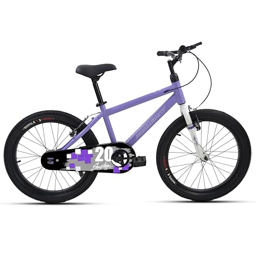 Image of ROADGIANT Showstopper, 20 T, Kids Bicycle, Single Speed, Steel Frame Cycle, Ideal for 6+ Year, Unisex, 20-inch, Dual Colour, Black (Purple)