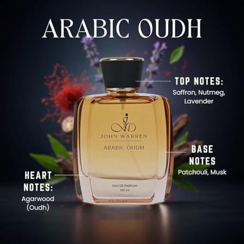 Image of JOHN WARREN ARABIC OUDH Luxury Perfume For Men, Long-Lasting Eau De Parfum with Saffron, Lavender, Agarwood and Patchouli, Fresh & Strong Everyday Fragrance-100 ml
