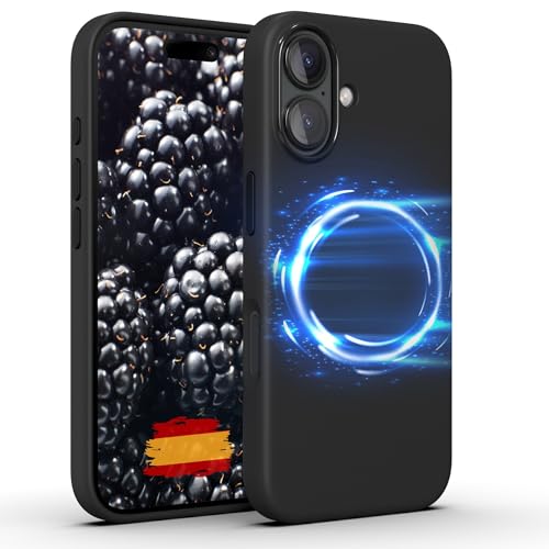 Ya en manzanajugosa.com: GLYXOR Funda Premium para iPhone 16 Negro Mate de Silicona, Compatible con MagSafe, 4 Capas de protección, Funda magnética Delgada, Resistente a Golpes y arañazos para Apple iPhone 16 (Slim Case)