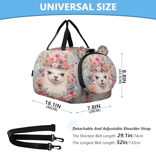 Llama Kids Overnight Sports Duffel Bags with Shoe Compartment & Wet Pocket Travel Sport Gym Bag for Girls Boys3