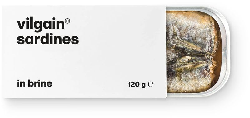 Vilgain Sardinen im eigenen Saft (120 g) Naturell – Saftige Sardinenfilets Reich an Omega 3, High Protein Fischkonserve Ohne Zusätze, Fangfrisch Verarbeitet, Idealer Fitness Snack & Meal Prep