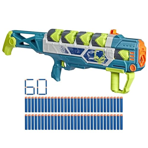 Nerf Rebel Ops, Doom Cannon, Lanzadardos con 60 Dardos de Espuma Elite y 5 supercartuchos de 12 Dardos, Juguetes y Regalos niños, Edad: A Partir de 8 años