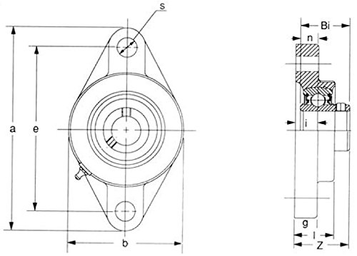 KML UCFT206-19 KML UCFT206-19 Two Bolt Flange Unit Normal Duty Set Screw Locking