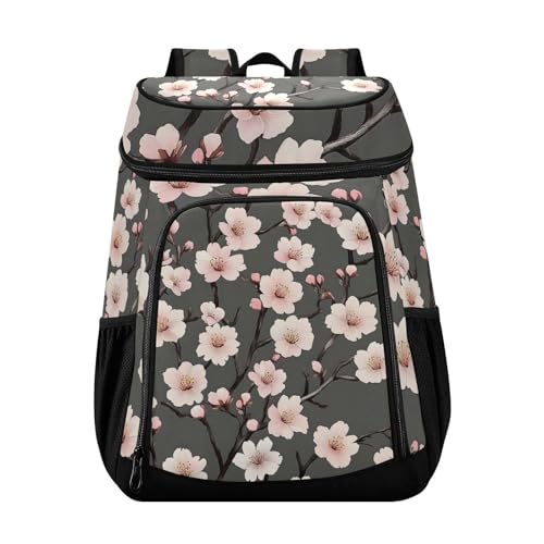 Pink Cherry Blossoms Flower Cooler Backpack Cooler Insulated Leak Proof Lunch Backpack 36 Cans Waterproof Soft for Men Women Picnic Hiking Camping Beach