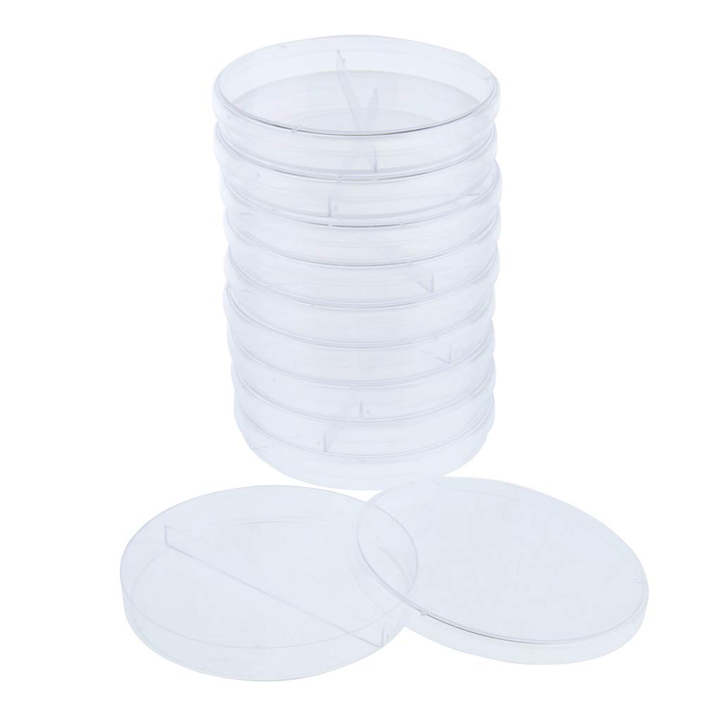 Juego de 10 placas de Petri de plástico estéril para cultivo de tejidos celulares y tapa de 90 mm, 2 rejillas
