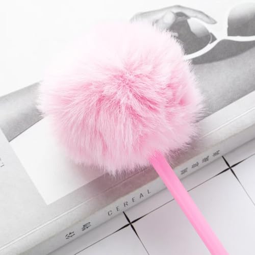 Bolígrafos Gel con Pompones Rosa 5 Piezas miniatura 2