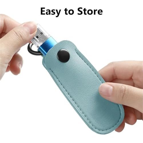 Fundas protectoras de cuero para USB y pendrive en azul océano pack de 10 unidades 5