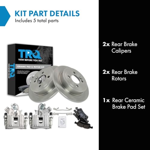 Image of TRQ Rear Brake Pad and Rotor Set Ceramic Rotors Calipers | For 2003-2006 Mini Cooper
