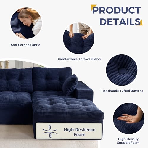 Image of MAXYOYO Modular Sectional Sofa with Ottoman and Loveseat, Cloud Boneless Couch with Layered Cushion, Flexible Module Combination Sofa for Living Room, No Assembly Required,Navy