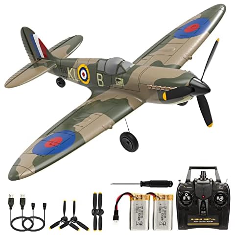Generisch Spitfire RC Flugzeug,2.4G 4-CH Ferngesteuertes Flugzeug Kunstflug RTF Warbird Flugzeuge mit 6-Achsen Gyro Stabilisierungs System für Anfänger 761-12 Cover