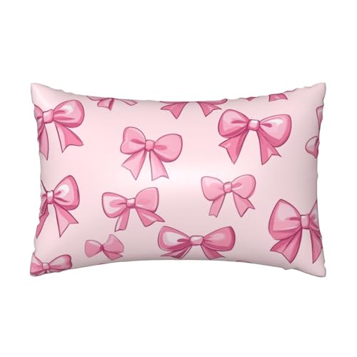 Cute Bows Satin Pillowcase Silk Pillow Cases for Hair and Skin Slipping Body Pillow Cover with Zipper Queen Size 20x30 Pillowcase Decorative for Kids Bedroom