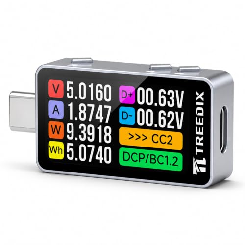 Treedix USB-C Tester Power Meter, 4-32V 0-6A USB Tester, PD3.1, E-Marker