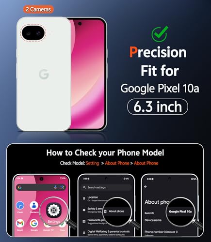 Image of FNTCASE for Google Pixel 10A Case: Frosted Translucent with Screen Protector Shockproof Phone Cover - Matte Military Grade Full Protection Drop Proof TPU Rugged Sturdy Cases - 6.3 inch(Hot Pink Soild)