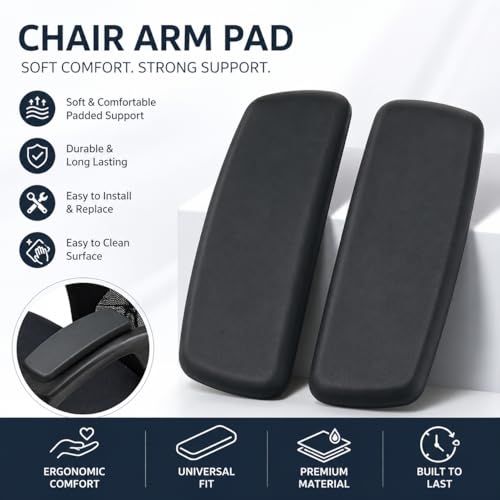 Image of Bromine Office Chair Arm Pad Replacement- Adjustable Handle Pads, Ergonomic Comfort, Universal Fit, Includes 4 Screws, Compatible with Most Revolving Chairs Durable Spare Parts (Soft 2D PAD)