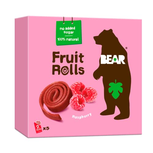 Consejos para Comprar Frutas al mejor precio. 37 BEAR Rollitos de Fruta Frambuesa - Ingredientes 100% naturales - Sin azúcares añadidos - Meriendas escolares y de almuerzo saludables para niños y adultos - 5 x 20g