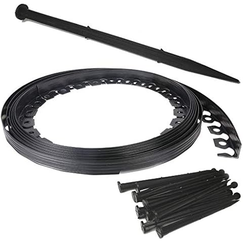 Proper Tools Flexible Garden Edging Lawn Grass Border Edge PVC Wall 10m with 20 Pegs Cover