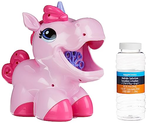 Amazon Basics Kids Outdoor Automatic Unicorn Bubble Blowing Machine With Solution, Gift For Age 3Y+, Pink #TOP28