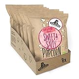 John Altman - 8 Tüten Bio Popcorn - Süß und Salziges - Vegan - Glutenfrei - Kalorienarm - 100% natürlich - mit feinstem Bio-Kokosöl -Ohne künstliche Zusatzstoffe- Perfekt für unterwegs- 8x32 Gramm