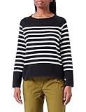 Nachhaltiger Feinstrick Gerry Weber Damen Geringelter Pullover aus Baumwolle Raglanarm, Langarm gestreift Schwarz/Ecru/Weiss Ringel 44
