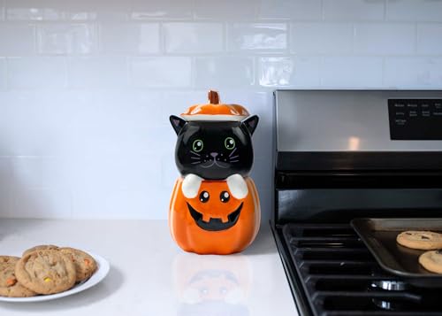 Dolomiteceramic11x63halloweencookiecandyjarwithairtightlidperfectforkitchencanisterspettreatcontainersfalldecorativecandydishblackcatpumpkin Urban Country Home Decor Dolomite ceramic 11 x 63 halloween cookie candy jar with airtight lid perfect for kitchen canisters pet treat containers fall decorative candy dish black cat pumpkin urban country home decor