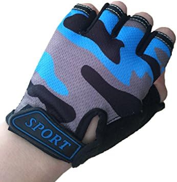 MARZE Kids Bike Gloves Anti-Slip Half Finger Cycling Gloves for Children 4-12 Y (Grey)