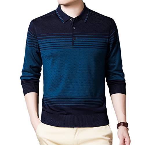 Vêtements homme automne hiver pull en tricot bleu XL col rabattable décontracté