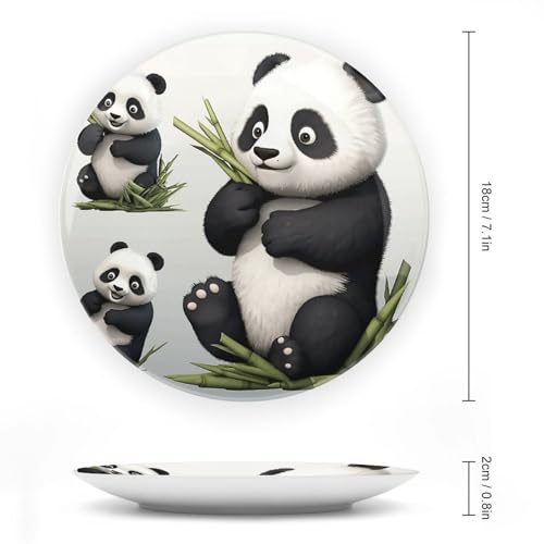 Plato decorativo Lovely Panda de porcelana hueso 7 pulgadas miniatura 2