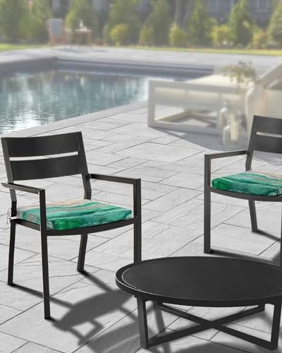 Edwiinsa Abstract Green Indoor/Outdoor Seat Cushions Cover,Waterproof Patio Chaise Lounge Cushion Cover for Beach Pool Side Chair Cushions 22x20x4 Pieces Rustic Country Coastal Ombre Stripe Grey