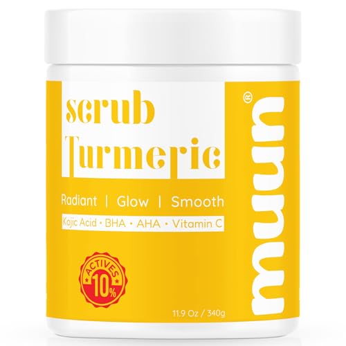 2% Kojic Acid Turmeric Scrub - Vitamin C & AHA/BHA - More Glow & Radian Skin - Bikini Area Exfoliator & Underarm Detox Scrub - Ingrown Hair Treatment, Smooth & Soften Body Scrub