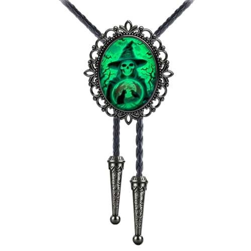 Image of Jeilwiy Bolo Tie for Men Western Cowboy Gothic Bolo Tie Necklace Halloween