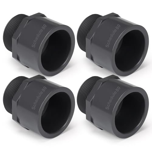 Image of 4 Pcs 1-1 /2 Inch PVC Pipe Fitting Male Adapter Schedule 80 Socket x Npt Compatible with 836 Series Heavy Duty Industrial Grade Corrosion Resistant Plumbing Irrigation Connector for Water