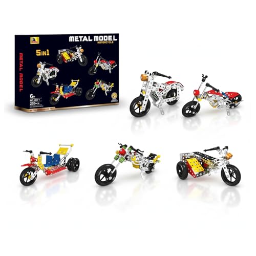 SGM 5-in-1 Metal Model Motorcycle & Aircraft Building Kit – 283 Piece STEM Construction Set for Kids & Adults | DIY Metal Earth Style 3D Puzzle Toy with Tools & Instruction - X638-1