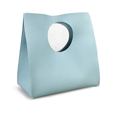 Hoxis Vintage Minimalist Style Soft Pu Leather Handbag Clutch Small Tote (Sea Blue) Cover
