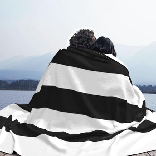Couverture en flanelle à rayures noires et blanches pour lit et canapé - 7