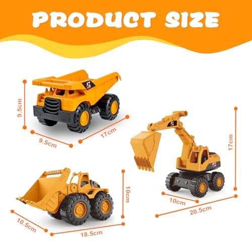 Generisch 3 Stück Bagger Spielzeug, Sandspielzeug Sandkasten Set, Sandkasten Kinderbagger Mit Kipplaster Bagger Frontlader, Sommer Strandspielzeug Für 3-12 Jährige